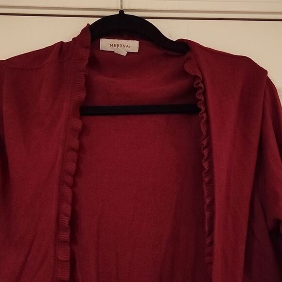 Merona Red button up cardigan M - Picture 2 of 4